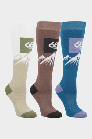 686 WMN Snow Caps Sock 3-Pack snowboard socks