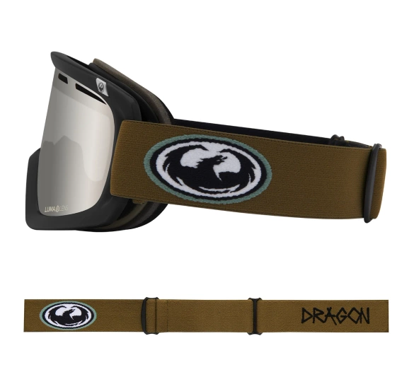 DRAGON D1 OTG Old Skool Silver Ion + Amber snow goggles