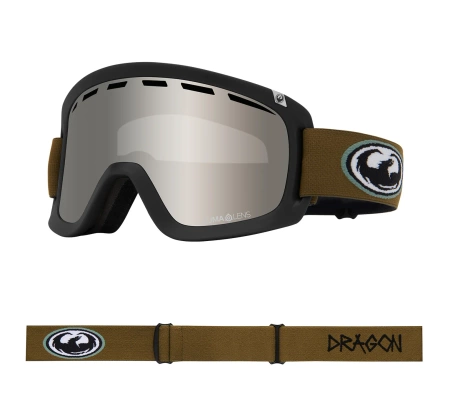 DRAGON D1 OTG Old Skool Silver Ion + Amber snow goggles